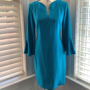 Elie Tahari Dress Bell Sleeve Midi Length Elegant Feminine Hourglass Fit Size 2